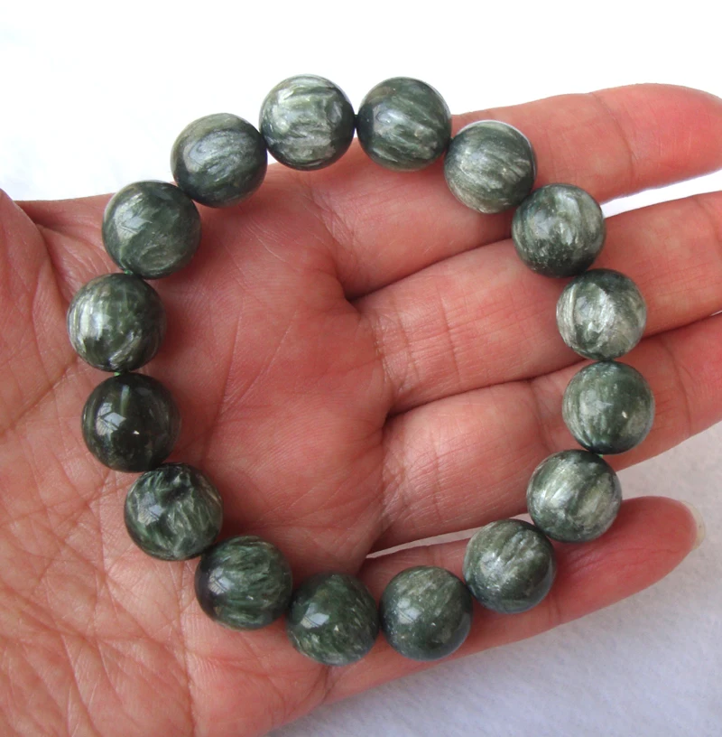 Бесплатная доставка браслет из натурального серафинита с круглыми бусинами 12 мм