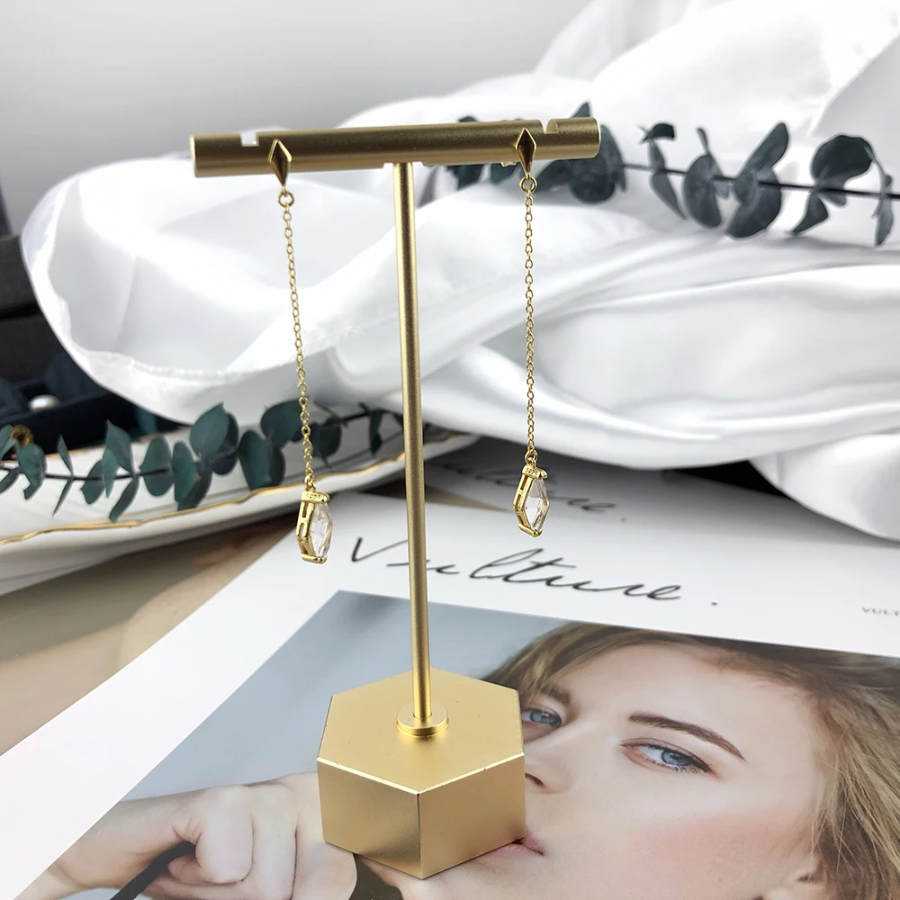 Серьги-подвески LAMOON для женщин лаконичный стиль натуральный белый кристалл