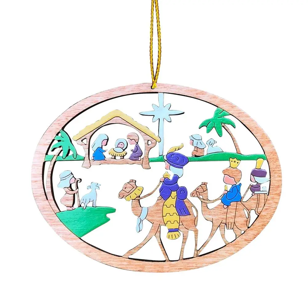 

Искусственные деревянные рождественские подвесные украшения 2021 Рождественские елочные шары персонализированные креативные полые овальн...