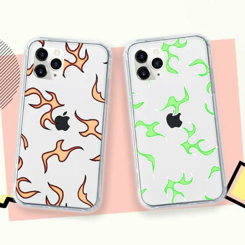 

Blue Flame Fire Phone Case Transparent for iPhone 11 12 mini pro XS MAX 8 7 6 6S Plus X 5S SE 2020 XR