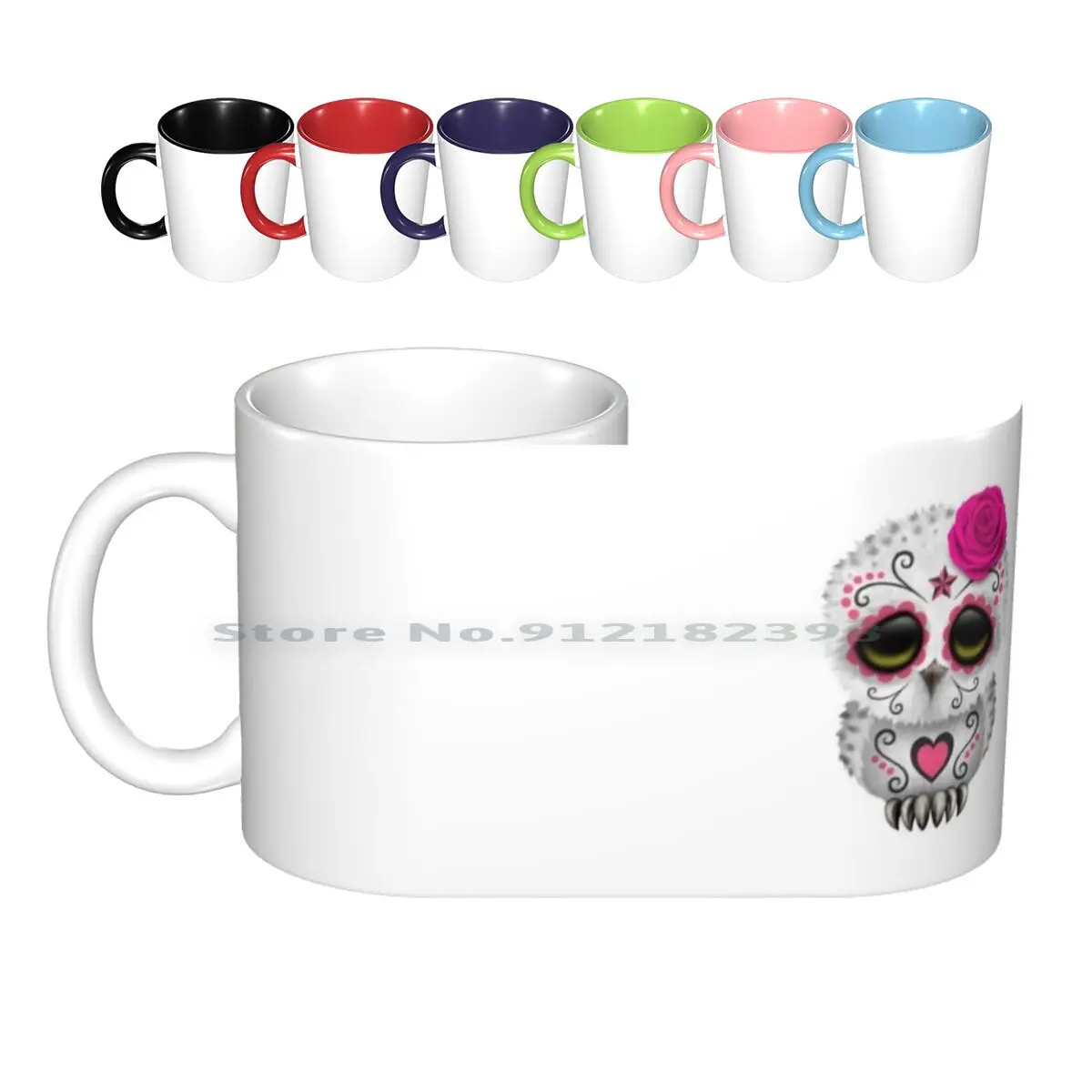 

Милые керамические чашки розового цвета с изображением Дня мертвых сахара черепа Совы кофейные чашки Кружка для молока чая Сова Снежная Со...