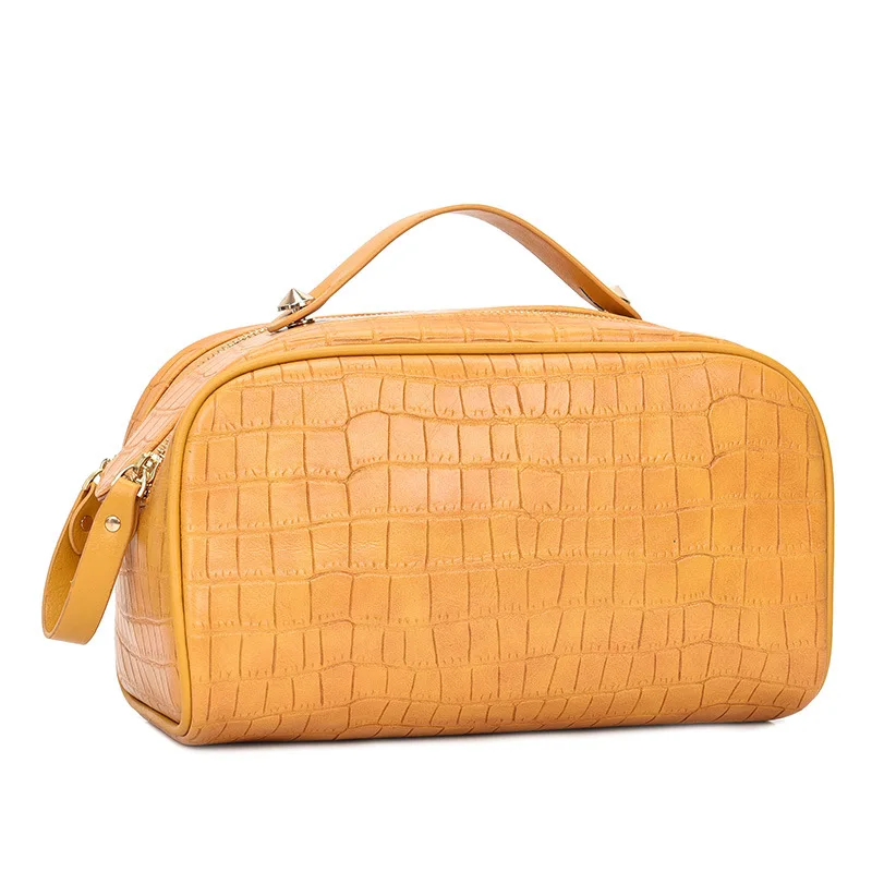 Простая и Стильная косметичка на двойной молнии однотонная портативная с