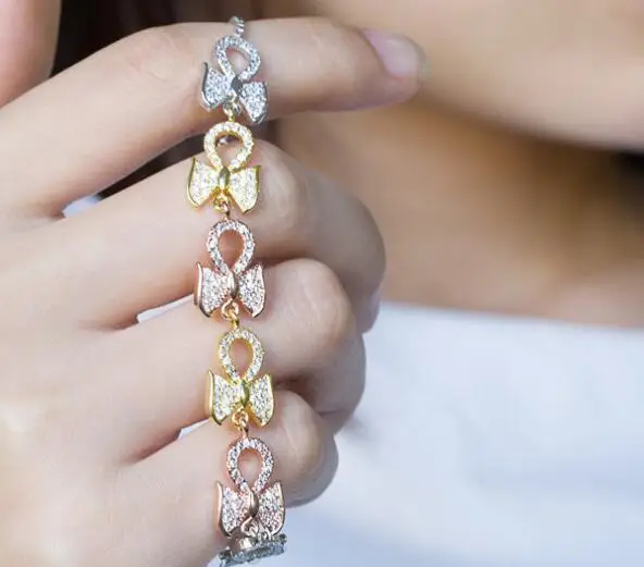 

YTF49 925 Silver Creative Butterfly-knot Micro-zircon Adjustable Bead Bracelet Handwear