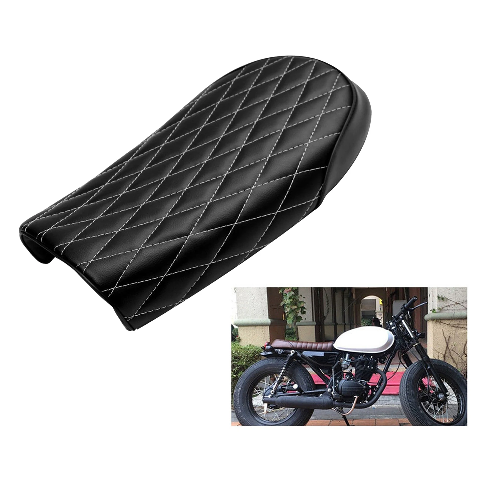 

Soft Leatherette Motorcycle Flat Brat Seat Saddle fits Cafe Racer