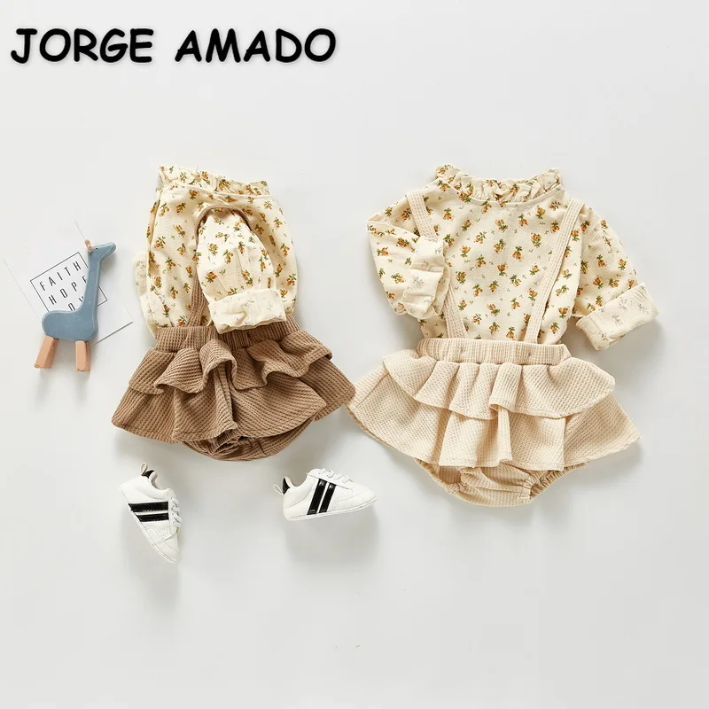 2021 nuevo oto&ntilde;o Body para beb&eacute; de manga larga cuello redondo camisas + Sling Tutu mono ni&ntilde;os ropa de 0-3 a&ntilde;os E1101-0