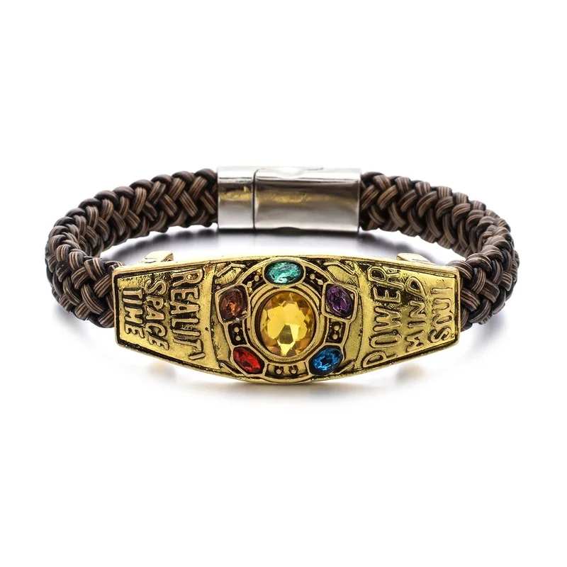 

Disney Marvel's New Avengers Thanos Gemstone Bracelet Leather Rope Braided Bracelet Bracelet