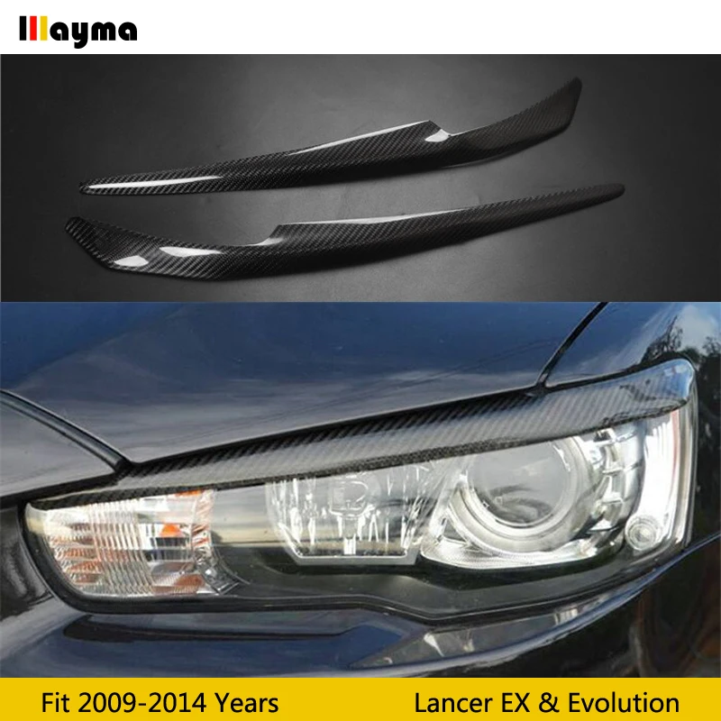 Накладка на переднюю фару из углеродного волокна 2 шт. для Mitsubishi Lancer EX Evolution Evo 10th