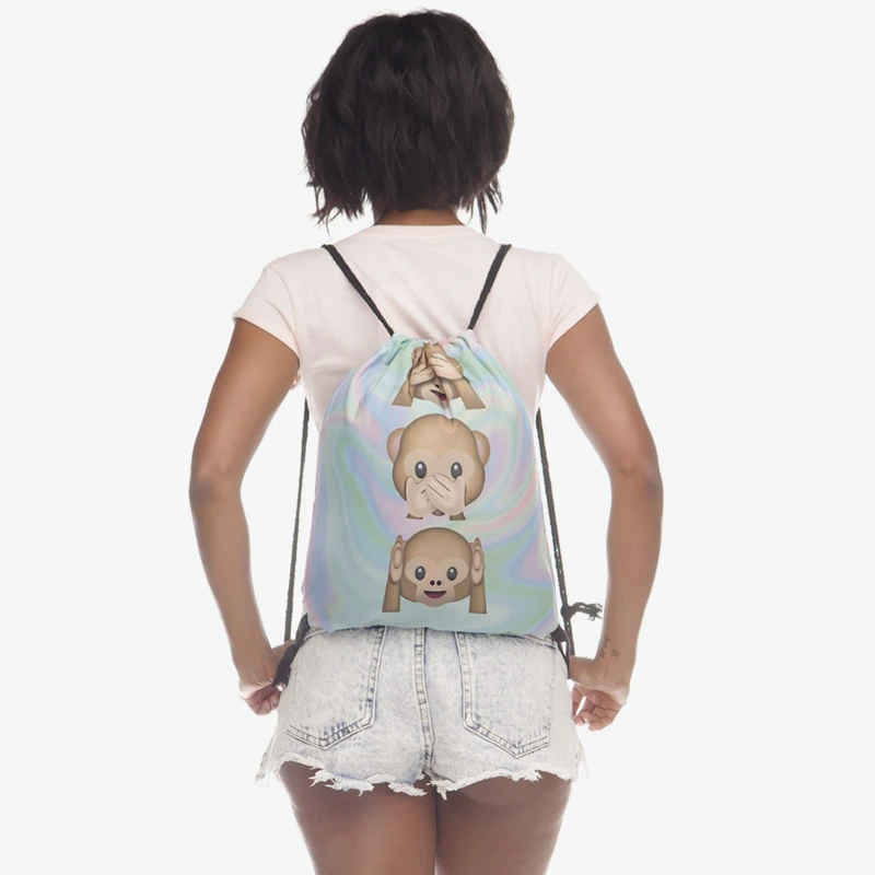 Новый 3D мешок с кулиской принтом голограмма Monkeys модные Mochila Cuerda дома и на
