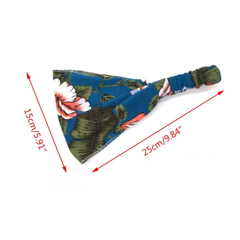 Женская богемная широкая хлопковая повязка на голову Тропический цветочный