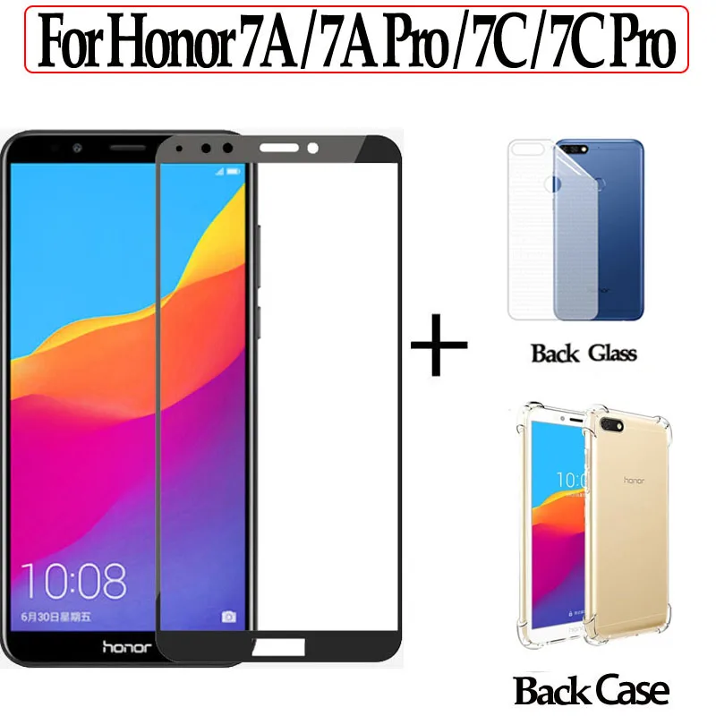 закаленного стекло huawei honor 7a 7c pro 360 передняя + задняя защитное на броневой