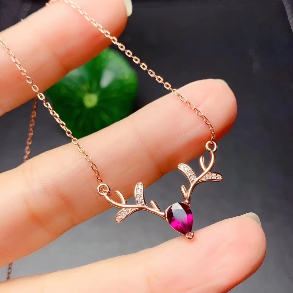 Ожерелье из серебра 925 пробы с цветным драгоценным камнем|Подвески| |