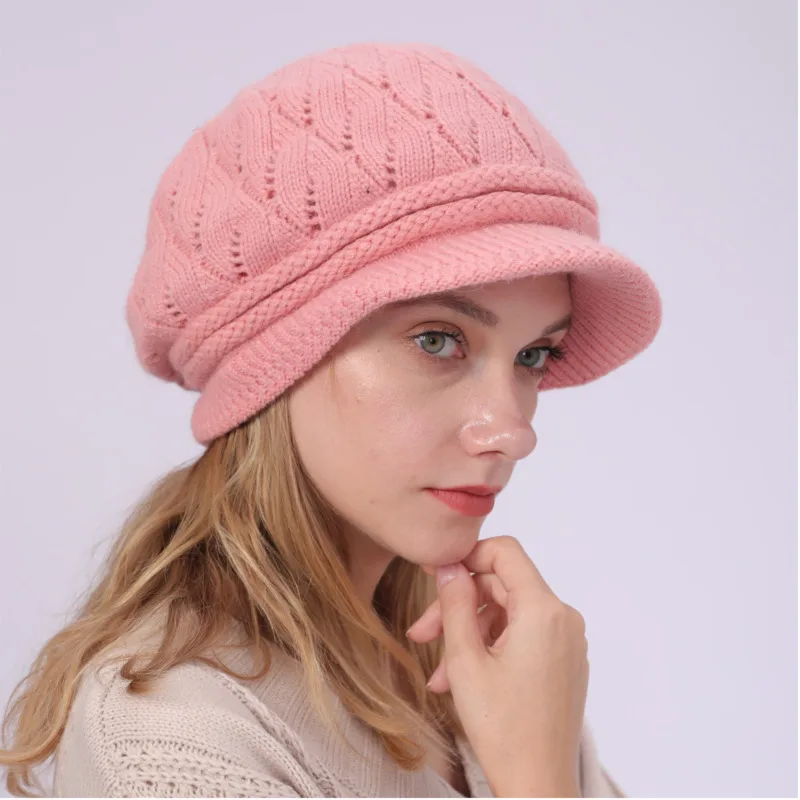 

New Hot Fashion Autumn Winte Women Knitted Beret Hat Solid Color Keep Warm Ladies Snapback Bonnet Sweet Girls Casual Crochet Cap