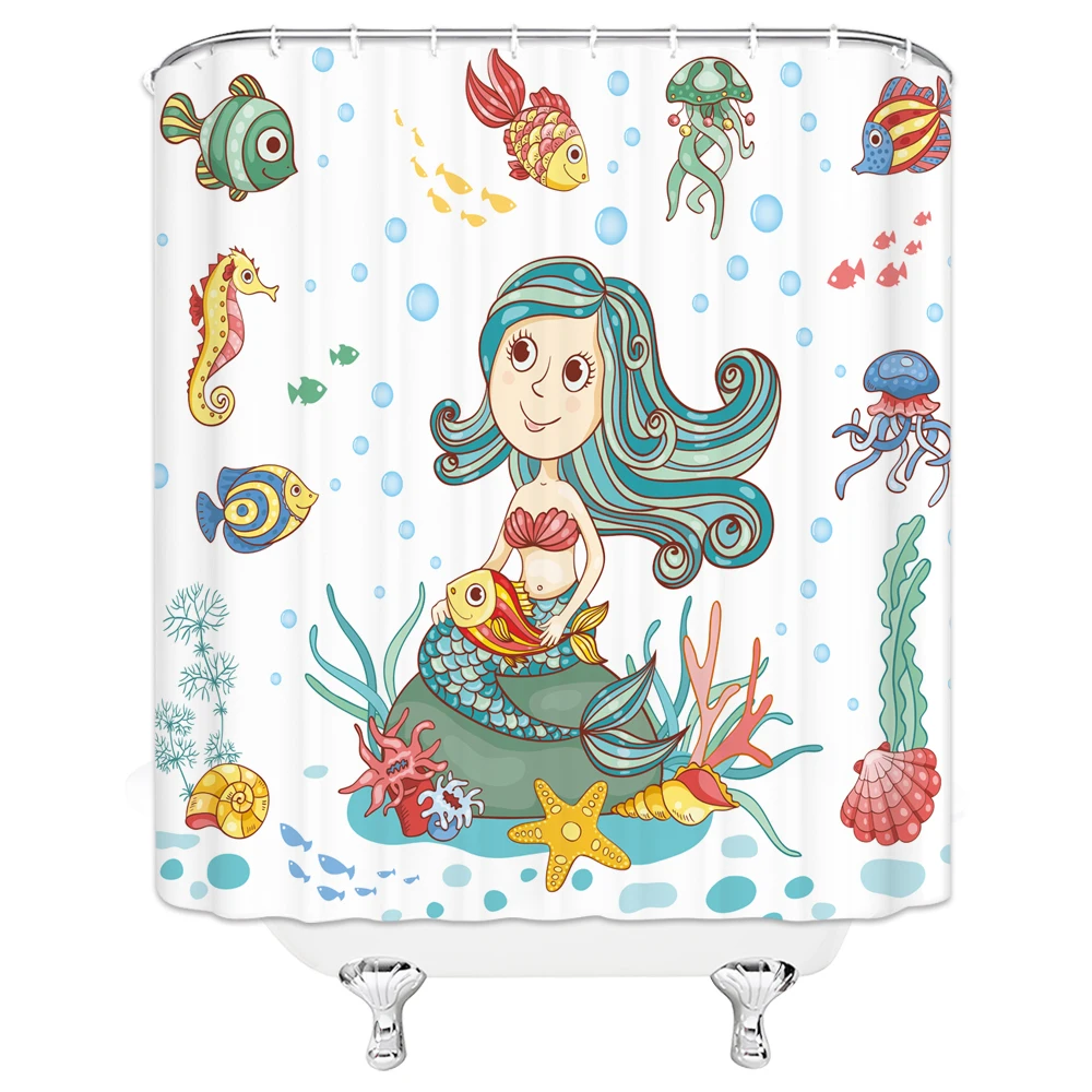 Занавеска для душа с принтом милого кота занавеска ванны мультяшными животными