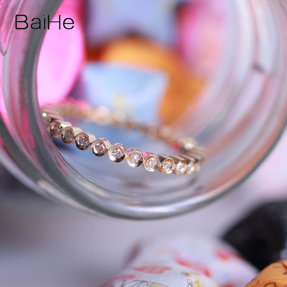 BAIHE Solid 14K белое золото 0.2CT H/SI круглые натуральные бриллианты подарок на свадьбу