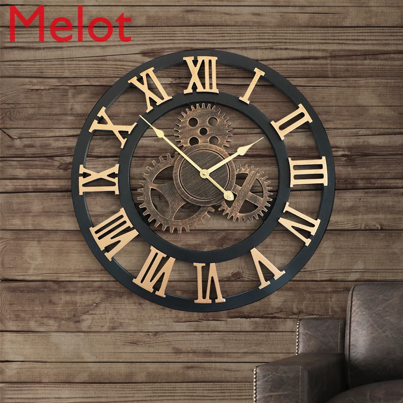 

Retro Industrial Style Creative Wall Decoration Pendant Study Shop Bar Background Wall Gear Clock Wall Clock Bedroom Decor
