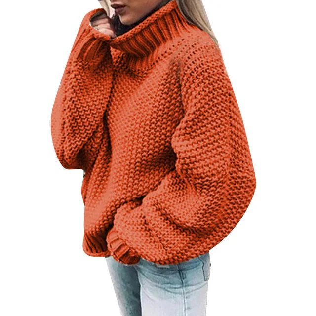 

Womens Off Shoulder Sweater Casual Knitted Solid Long Sleeve Perfect Quality Sweater Female Winter Turtleneck Sweater