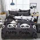Комплект постельного белья с цветочным принтом панды, милые стеганые покрывала, пододеяльник, постельное белье, простыня, комплект для спальни, размеры QueenKing