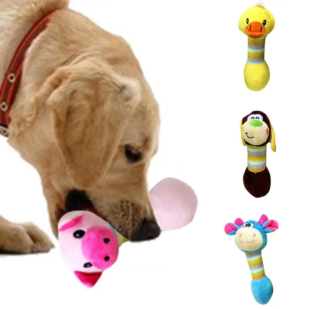 

80% Hot Sales!!! Molar Chew Squeaky Sound Plush Pet Bite Squeaker Cartoon Pig Duck Puppy Dog Toy