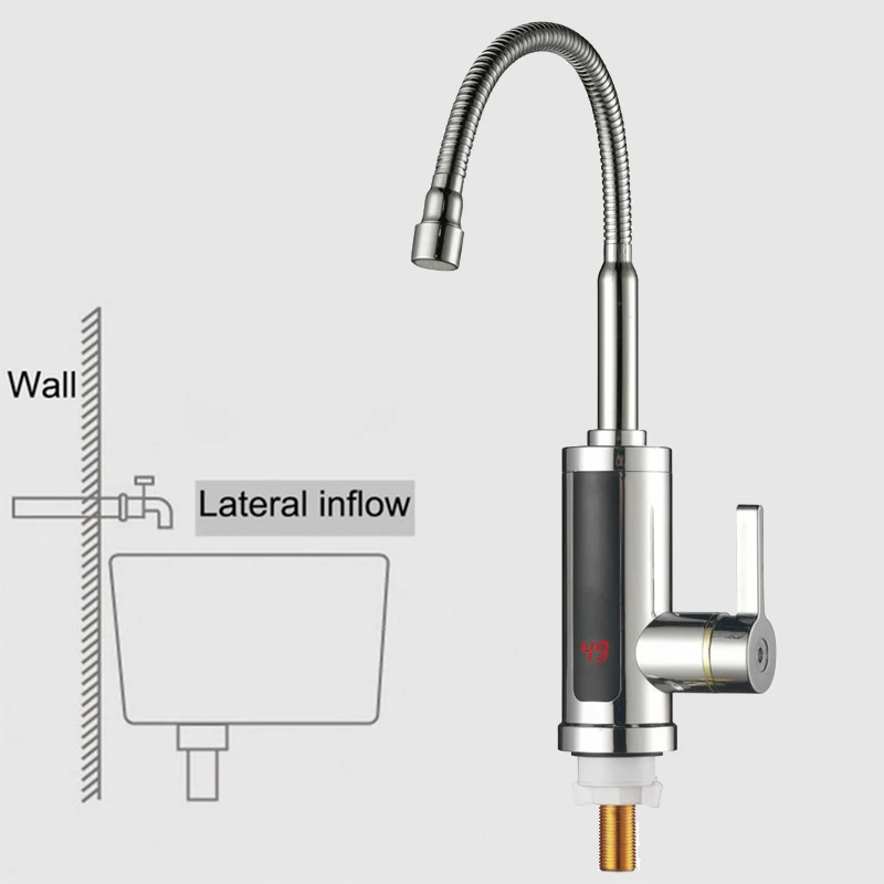 

3000W Electric Instant Heater Faucet Tap LED Digital Display Hot Water Kitchen Faucet Tankless Hot Cold Mixer Tap 360Rotation