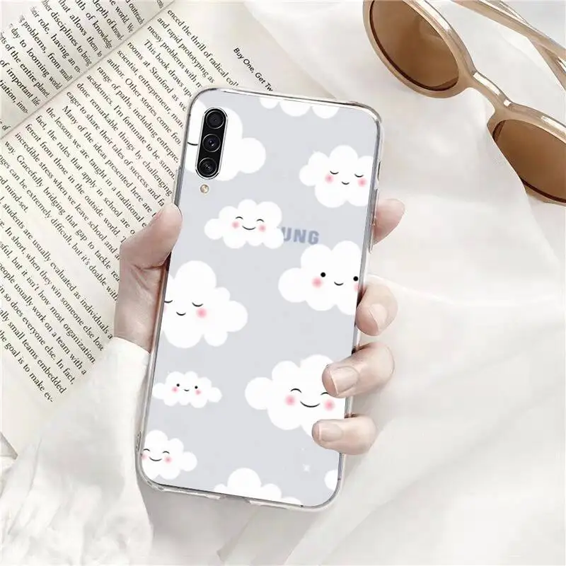 

Cartoon clouds Phone Case Transparent Clear For Samsung Galaxy A71 A21s S8 S9 S10 plus note 20 ultra