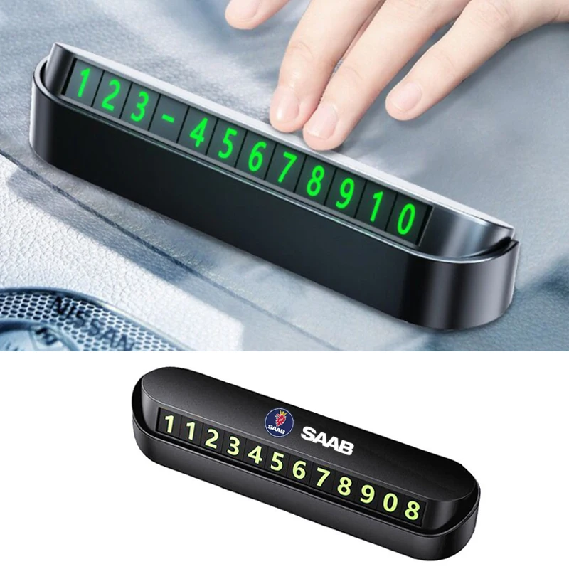 

Car Temporary Parking Card Phone Number Card Plate Sticker For Saab Logo 03-10 9-3 9-5 93 95 9000 900 Car Accessories