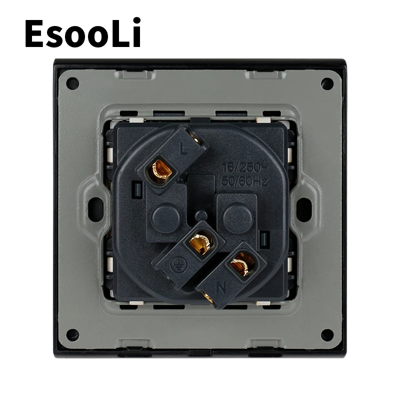 EsooLi Red 16A EU Standard Gold Power Socket 4D Embossing Retro Zinc Alloy Panel Wall AC 110~250V | Обустройство дома