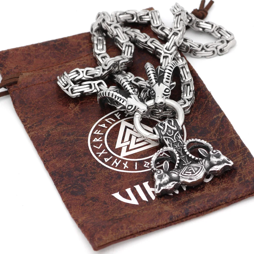 Северный Тор козла с Молот Мьёльнир Рунический амулет кулон ожерелье-король цепь