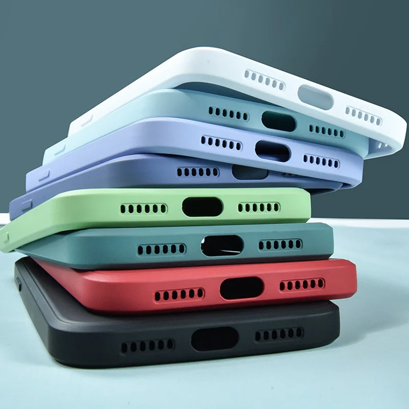 

Original Square Liquid Silicone Phone Case For iPhone 13 12 11Pro Max Mini XS X XR 7 8 Plus Color Silicone soft shell Back cover