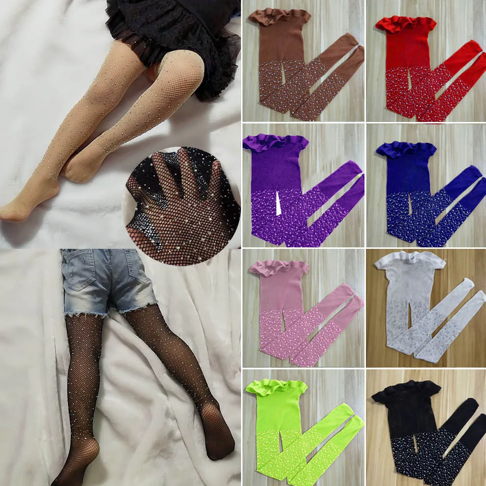 Новинка 2020 модные сетчатые колготки Стразы для девочек с блестками и узором в