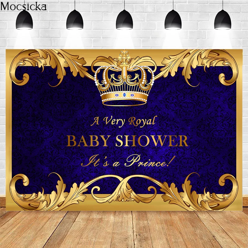 

Mocsicka Royal Prince Photography Background Crown Birthday Party Decoration Baby Shower Photo Backdrop Custom Banner