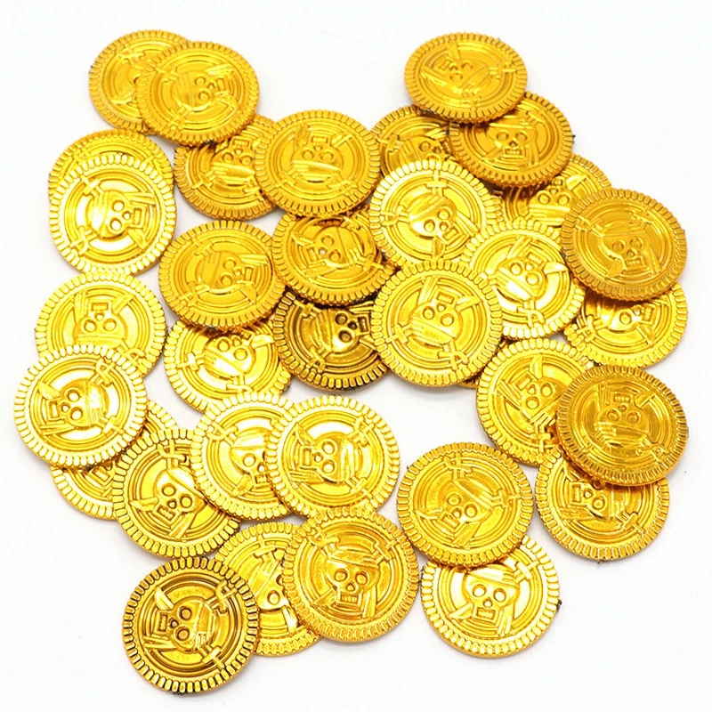 

50pcs plastic Pirate gold coin Halloween kids birthday party decoration fake gold treasure party supplies gift kids favor