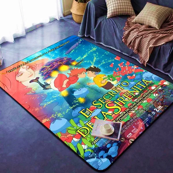 Мультяшный студийный напольный коврик ghilii Ponyo на скале с золотой рыбкой для двери