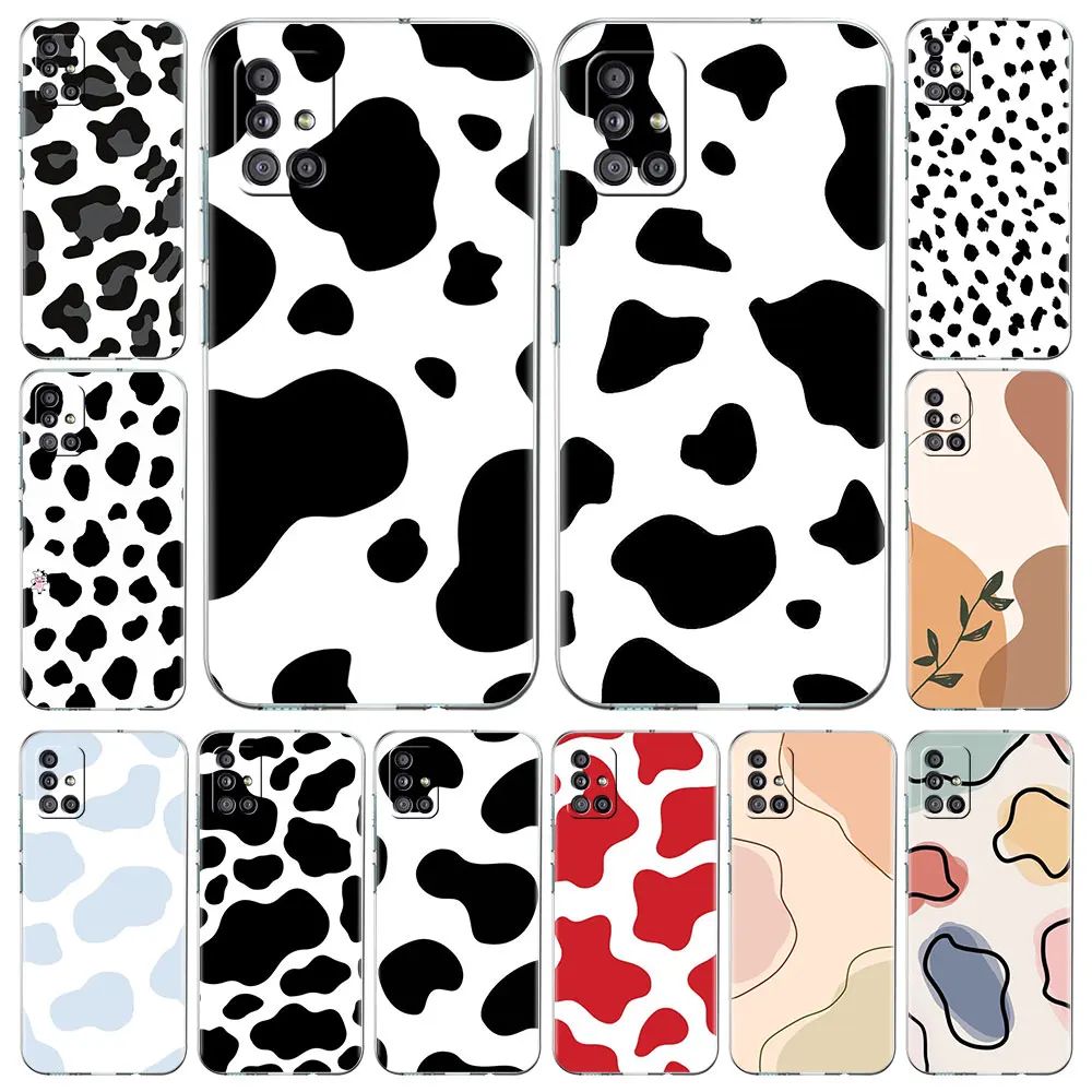 

Soft Case for Samsung Galaxy A51 A71 A21s A31 A12 A32 A41 Silicone Shell M31 M51 A52 Transparent Phone Cover Cow Zebra Pattern