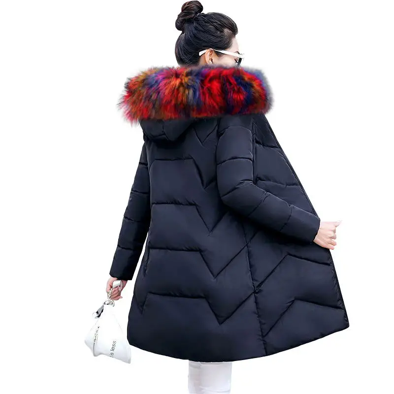 black 1 Зимнее женское пальто, зимняя женская куртка, s, плюс размер, 6XL, пальто, теплый женский пуховик, парка со съемным мехом и капюшоном, приталенная верхняя одежда - Цвет: black 1
