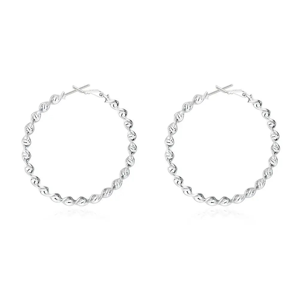 Серебряный цвет модные ювелирные изделия Модные серьги волна круглый твист