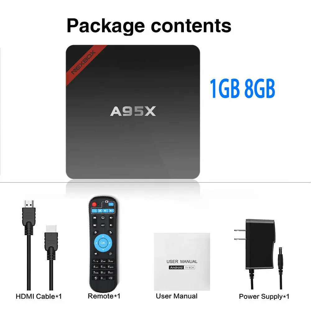 1GB 8GB A95X NEXBOX Smart Android 7,1 ТВ-приставка Amlogic четырехъядерный S905W 2 Гб 16 Гб wifi медиаплеер PK X96 мини-приставка ТВ-приставка - Цвет: 1GB 8GB