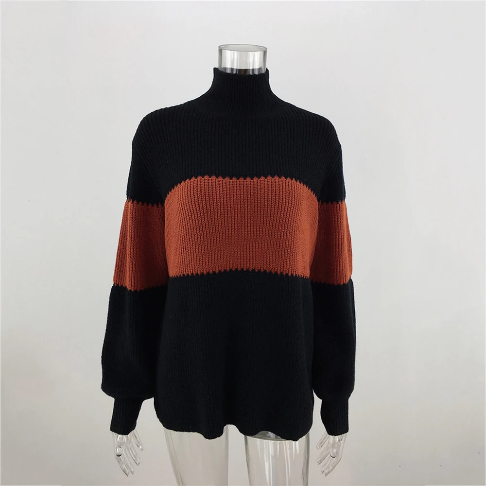 New Arrival Women Knitted Striped Sweaters Warm Turtleneck Full Sleeve Pullover Fall Winter Fashion Knitting Jumpers | Женская одежда