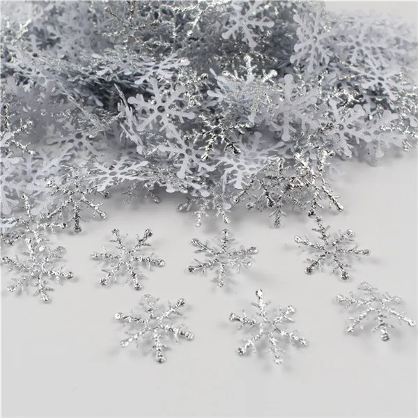 2cm silver CRLEY 100 шт Рождественское украшение Снежинка Рождество День рождения Свадьба украшения ручной работы домашний декор красочные блестящие аксессуары - Цвет: 2cm silver