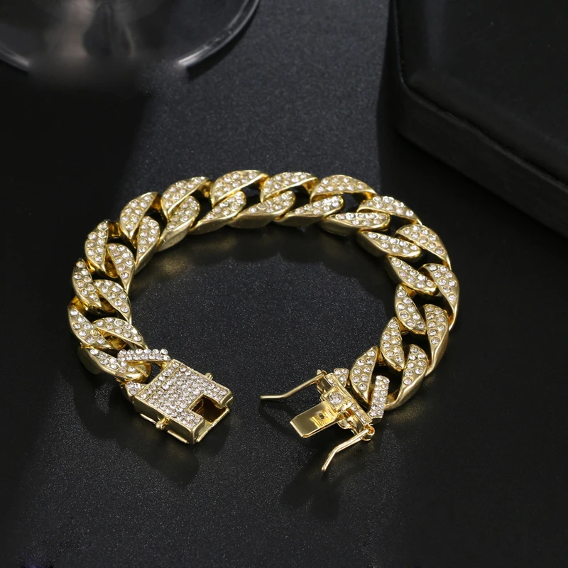 Браслет-цепочка мужской в стиле хип-хоп с фианитами | Украшения и аксессуары