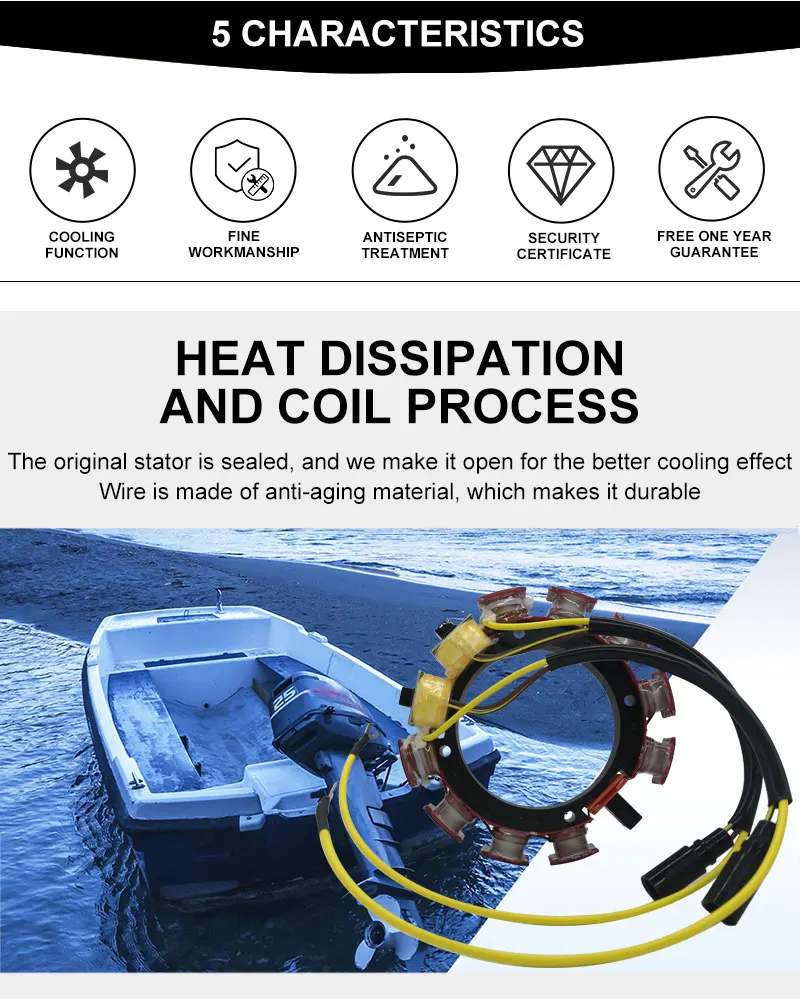 JETUNIT подвесной мотор Статор для Джонсон Evinrude ОМС море драйва 35AMP 6 и 8 цилиндров 18-5868 583847 583117 583670 173-3117
