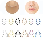 Подковообразное кольцо в нос, из нержавеющей стали, для женщин, мужчин, без пирсинга, спиральный крючок, искусственная перегородка, украшения для тела, 1 шт.