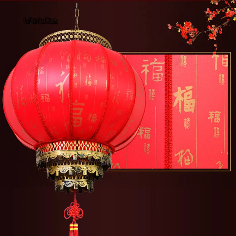 Большой красный круглый фонарь в традиционном китайском стиле ПВХ для помещений