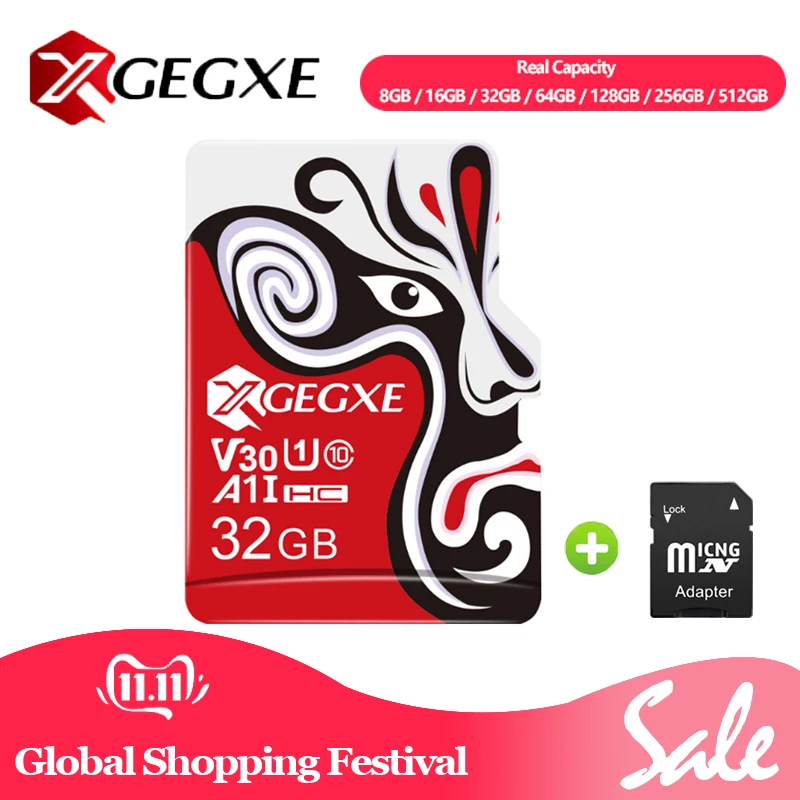 XGEGXE карта памяти, 8 ГБ, 16 ГБ, 32 ГБ, 64 ГБ, 128 ГБ, 256 ГБ, 512 ГБ, Micro SD карта C10, TF карта, флеш-накопитель для смартфонов