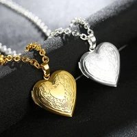 popular heart shaped locket pendant necklace gold plated vintage on long chain new gift