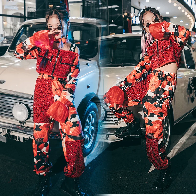 

Одежда для танцев в стиле хип-хоп для девушек, одежда для джазовых танцев в китайском стиле с блестками, женская одежда для фестиваля, костюм...