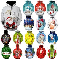 2021 fashion ugly christmas sweater women christmas sweater santa claus large size ugly novelty snowman 3d sweater hooded sweate