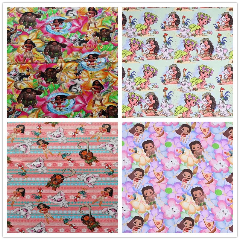 

Disney Princess Moana Piglet Cock Print 100% Cotton Fabric for Girl Clothes Hometextile Cushion Cover Backpack Needlework DIY