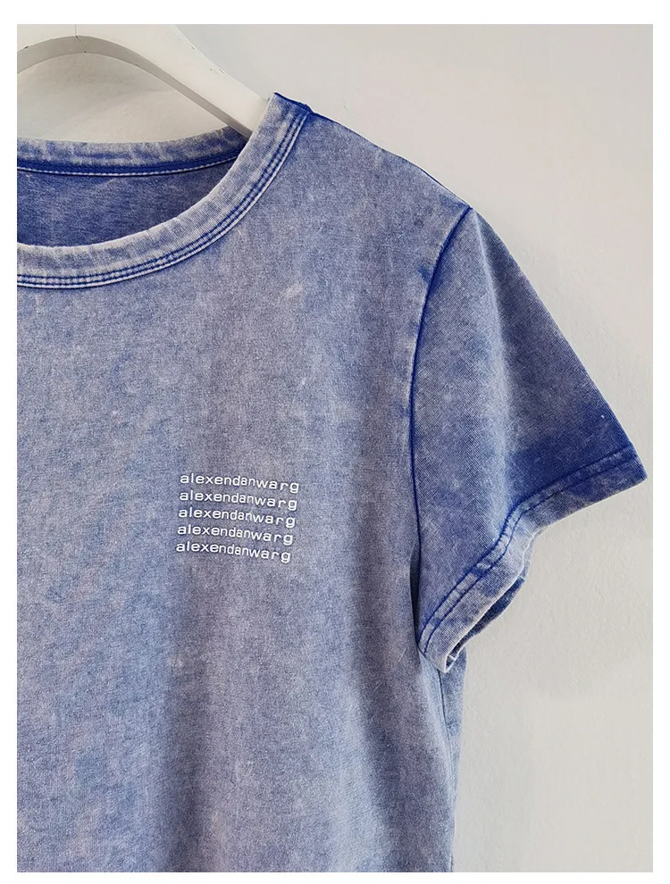 

2021 spring and summer new round neck short-sleeved fashion letter printing made old casual all-match loose T-shirt