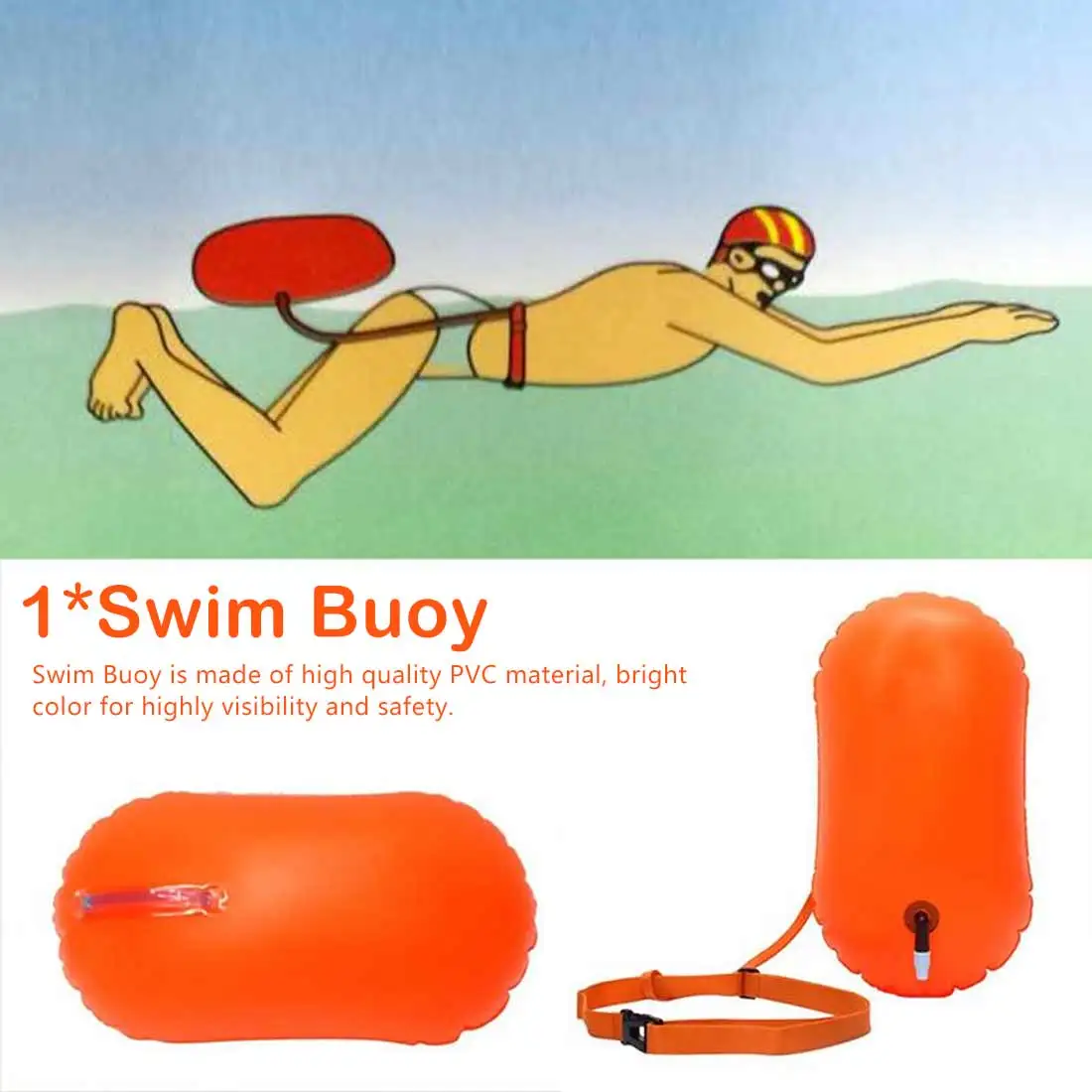 Буй для плавания плавающий пузырь с регулируемым поясным ремнем безопасного в