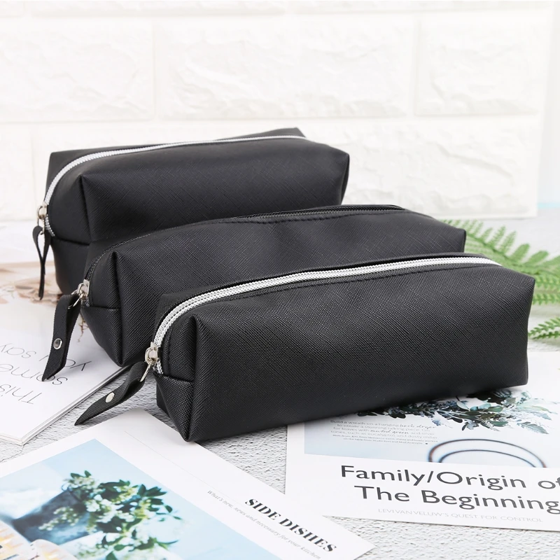 

Вместительная кожаная сумка для макияжа, чехол для ручек, карандашей, канцелярских принадлежностей, новый кошелек